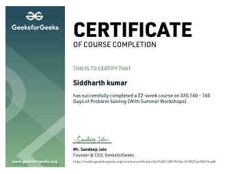 GFG 160 Days certificate thumbnail